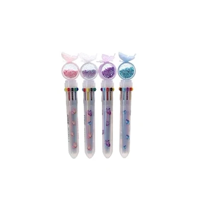 Immagine di Confezione da 4penne colorate 10 in 1 a scomparsa, penna sfera creativa e dolce cartone animato, colori