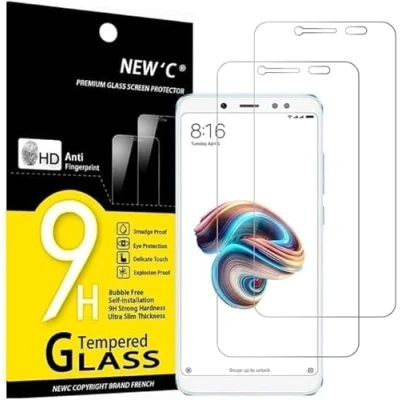 Immagine di NEW&#039;C 2 Pezzi, Vetro Temperato per Xiaomi Redmi Note 5, Pellicola Prottetiva Anti Graffio, Impronte, Senza Bolle, Durezza 9H, 0,33mm Ultra Trasparente, Resistente