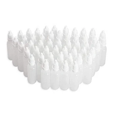 Immagine di VASANA Confezione da 50 flaconi contagocce vuoti 15 ml in plastica morbida con tappi a vite e per olio essenziale, campione di liquido, reagente cosmetico