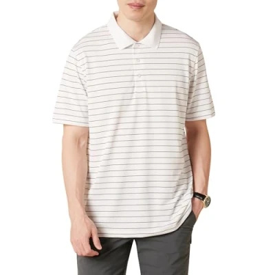 Immagine di Amazon Essentials Polo Ad Asciugatura Rapida vestibilità Regolare Uomo, Nero Bianco Thin Stripe, XL