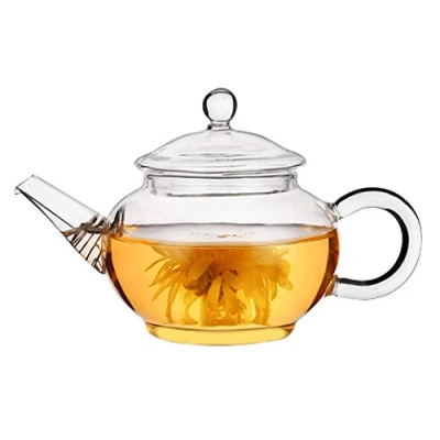 Immagine di teiera in vetro Isend piccola da tè con filtro a bobina di filo per sfuso e fiorito (250 ml)