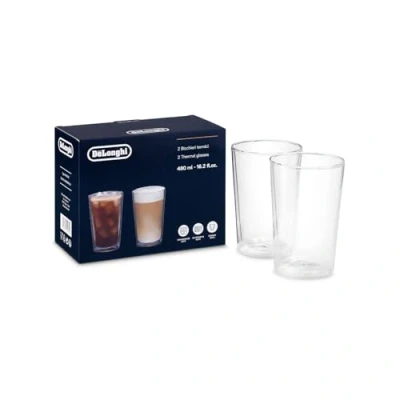 Immagine di De&#039;Longhi Set Bicchieri per Caffe Lungo Americano, Tazza Resistente in Vetro Borosilicato, Confortevole da Tenere, Lavabile Lavastoviglie, Capacità 250ml, DLSC320