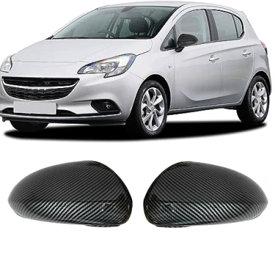 Immagine di KYYET Copertura per specchietto retrovisore laterale compatibile con Corsa D 2006 2014 E 2019 (modello in fibra di carbonio)