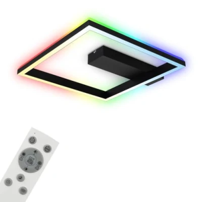 Immagine di BRILONER lampada da soffitto RGB, retroilluminata a LED, dimmerabile, temperatura colore regolabile, cornice LED telecomando, nero