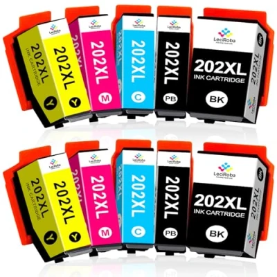 Immagine di LeciRoba 202xl Cartucce di ricambio per stampanti Epson 202 e Multipack Expression Premium XP 6000 6005 6100 6105 (10 pezzi)