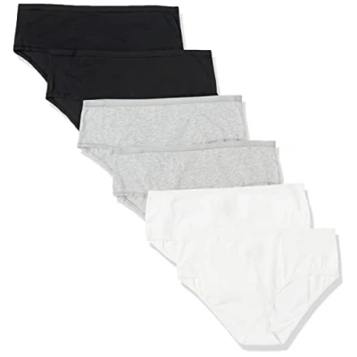 Immagine di Amazon Essentials Slip Intimo in Cotone a Vita Media Donna, Pacco da 6, Neutra, 46