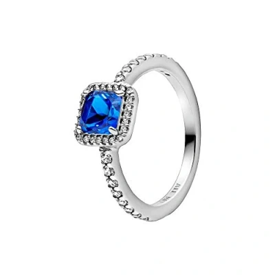 Immagine di PANDORA Timeless Anello in argento Sterling con vero cristallo blu e zirconia cubica trasparente, 58