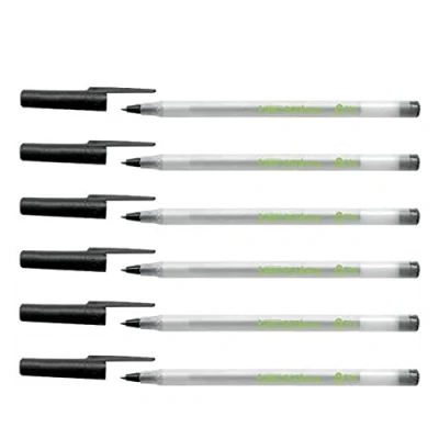 Immagine di BIC Ecolutions Set di 6 penne a sfera rotonde con corpo trasparente ghiacciato, colore: nero