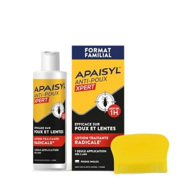 Immagine di APAISYL, Lozione Anti Pidocchi Xpert, Uccide 100% di e Lendini in 1 ora, sola applicazione, Micro Emulsione brevettata, Pettine offerta, 200 ml