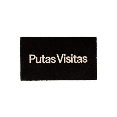 Immagine di Fisura Zerbino moderno in cocco con fondo antiscivolo PVC. originale dipinto a mano. Dimensioni: 70 cm x 40 cm. (Puttane visita, nero)