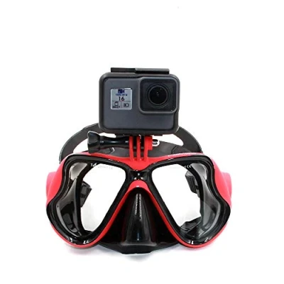 Immagine di Eyeon Nuoto Maschera Subacquea Sub Occhiali Immersioni per Snorkeling con Supporto Action Camera GoPro, Xiaomi YI, SJCAM, Apeman, Crosstour, Victure, Campark AKASO, WIMIUS, DBPOWER (Rosso)