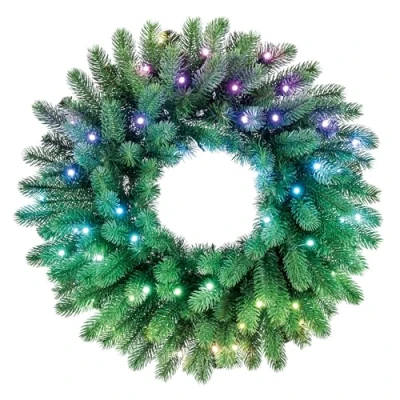 Immagine di Twinkly Ghirlanda Regale Preilluminata di Natale Artificiale con 50 LED RGB Decorazione Natalizia Intelligente per Interni, controllabile Tramite App Verde, 60cm