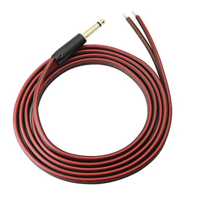Immagine di cavo audio da 1/4 TS a altoparlante nudo, adattatore mono maschio 6,35 mm di ricambio, placcato oro, OFC HiFi TS, per amplificatori applicazioni DJ