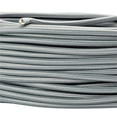 Immagine di cavo tessile per lampade, 3 fili, 3x 0,75 mm², elettrico con conduttore di terra, accessori lampada (5m, Grigio)