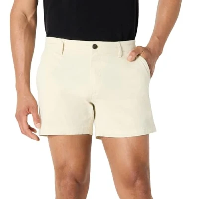 Immagine di Amazon Essentials Pantaloncini Chino Elasticizzati Comodi Senza Pinces 13 cm Slim (in precedenza Goodthreads) Uomo, Bianco Sporco, 30W