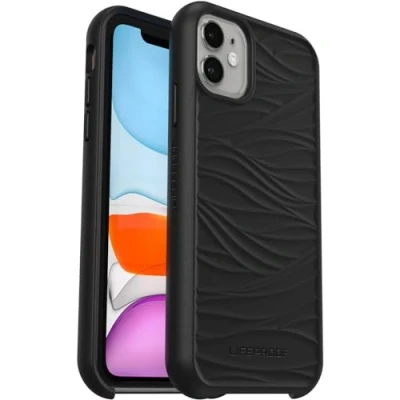 Immagine di Otterbox cover per iPhone 11 / XR LifeProof Wake, resistente a shock e cadute fino 2 metri, sottile protettiva, progettata in modo sostenibile da plastica riciclata oceani, Nero
