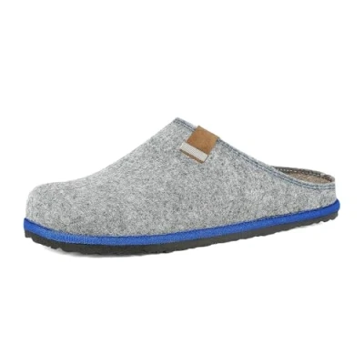 Immagine di inblu Pantofole Uomo ECOFRIENDS con Suola Colorata e Sottopiede Antishock Estraibile in Pelle, Argento, 41 EU
