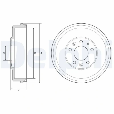 Immagine di DELPHI BF578 Freni a Tamburo senza anello sensore ABS, cuscinetto ruota, supporto 296