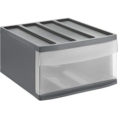 Immagine di Rotho Cassettiera Systemix con 1 cassetto, plastica (PP) senza BPA, antracite/trasparente, L (39,5 x 34 20,3 cm)