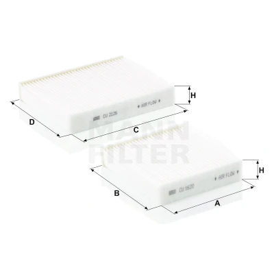 Immagine di MANN FILTER CU 21 000 2 Filtro abitacolo particellare 159, 204 153 32 PEUGEOT: 2008 Station Wagon, 207 Hatchback, 208 I Hatchback
