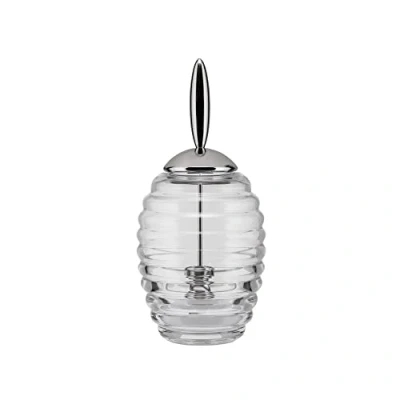 Immagine di Alessi Honey Pot TW01 Contenitore per Miele di Design con Dosatore, Vetro e Acciaio Inossidabile