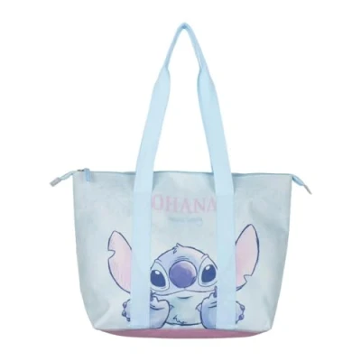 Immagine di Borsa da spiaggia di Stitch Colore blu e rosa 47 x 33 15 cm realizzata in poliestere tessuto con cerniera scomparto principale spazioso Prodotto originale progettato Spagna,