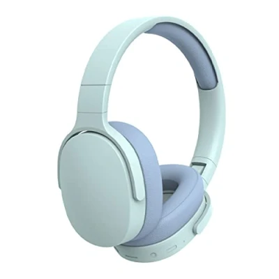 Immagine di cuffie wireless Bluetooth, Hi Fi, pieghevoli, con riduzione del rumore, regolabili, microfono, stereo over ear 5.1 compatibili per sport e viaggi (blu)