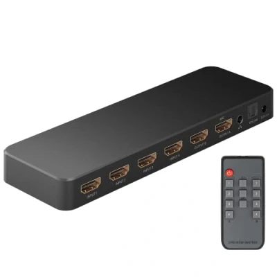 Immagine di goobay 58479 Commutatore a matrice HDMI 4 2 / Splitter 4k @ 60Hz Con telecomando per lettore Blu ray, Xbox, PS5 e TV/Commutatore IN Out