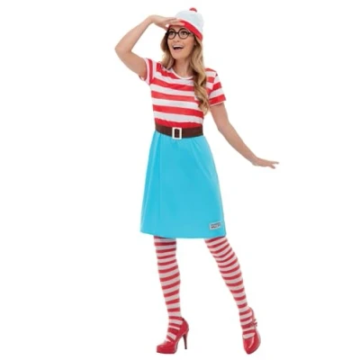 Immagine di SMIFFYS Dov&#039;è Wally? Costume da Wenda, Rosso e bianco, con abito, cappello occhiali