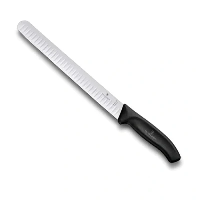 Immagine di Victorinox Swiss Classic, coltello da prosciutto con lama seghettata in acciaio inox, confezione regalo, nero