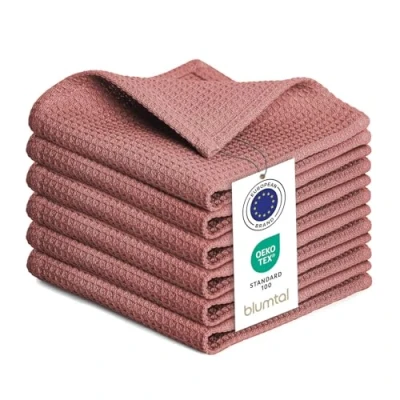 Immagine di Blumtal Strofinacci Cucina Cotone 30x30cm in Set da 6 Stracci 100% canovacci Lavabili a 60C Asciugamani con Design Waffle Rosa