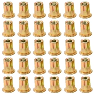 Immagine di LCOUACEO Dadi per Rivetti Filettati in Acciaio Carbonio Zincato 120 Pezzi, M10 con Testa Piatta, Assortimento Inserti Metallo e Plastica (17mm x 21mm)