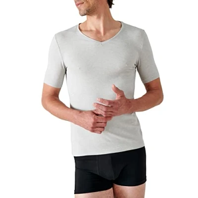 Immagine di Damart Maglietta Scollo a V Maglia Interlock Thermolactyl Grado 3 Alto Termico, Grigio, L Uomo