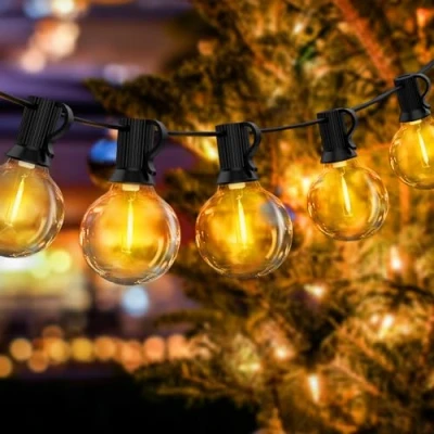 Immagine di ROVLAK Catena Luminosa Esterno LED, Lucine da Giardino Impermeabile con 25+3 Lampadine LED G40, Filo 2700K Bianco Caldo per Terrazza Balcone