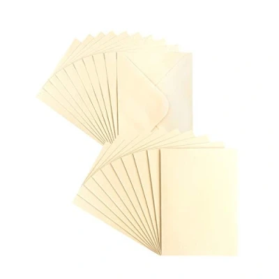 Immagine di Set di biglietti d&#039;auguri, finitura effetto madreperla, 10 circa 250 g/m² + buste 120 g/m², color crema, 10,5 cm x 14,8 (formato: C6)