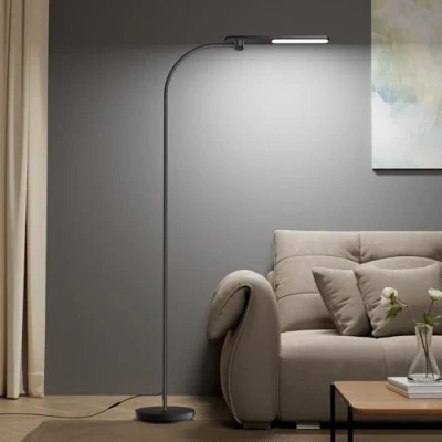 Immagine di Honeywell Lampada da Terra LED,F4 Sunturalux™ Luci Super Luminose con Design Moderno Colli d&#039;Oca per Illuminazione Accogliente,Lampada Regolabile Lettura e Studio Soggiorno Camera Ufficio (Nero)