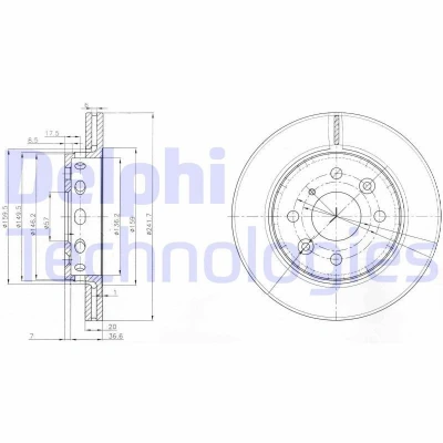 Immagine di DELPHI BG3074 Disco freno 243 20 4 ventilato Oleato non trattato senza cuscinetto ruota, anello sensore ABS
