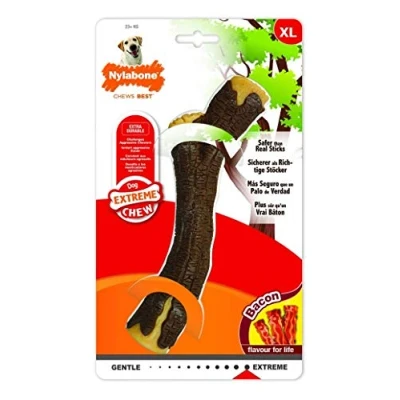 Immagine di Nylabone Bastone Stick Extreme Dog Chew Gusto Bacon Giocattolo masticabile mascelle Estreme Extra Cani di Oltre 23 kg, Nylon, Misto, X Large