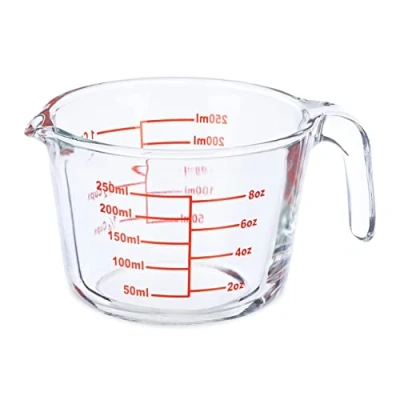 Immagine di Relaxdays Misurino in Vetro, Dosatore per la Cucina 250 ml, Resistente al Calore Bicchierino Scala Graduata, Trasparente, 100%