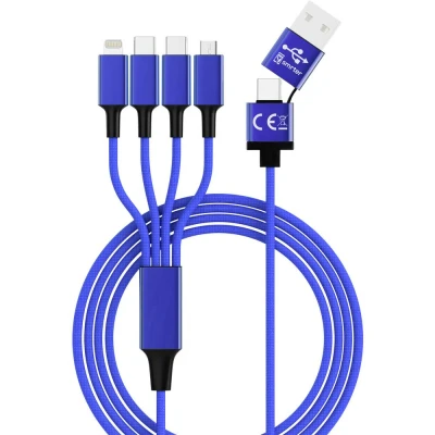 Immagine di Smrter Cavo di ricarica USB Spina A, C®, Connettore Apple Lightning, Micro B 1.20 m Navy Blu SMRTER_ELITE_C_NB