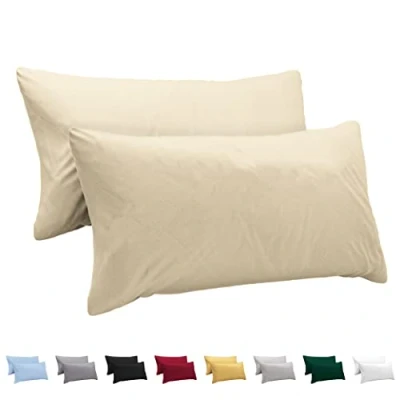 Immagine di Twinzen Federe Cuscino Letto 40x80 in Cotone Jersey 100% (Set da 2) 150 g/m² Beige Chiusura con Cerniera 40 x 80 cm Certificate Oeko Tex Ultra Morbide e Traspiranti
