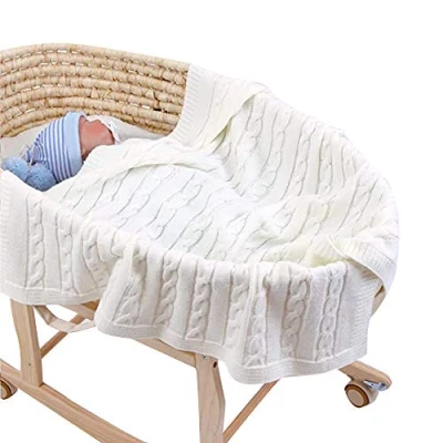 Immagine di Coperta Bimbo in Maglia per bambino, Odot Soffice Dormire di Unisex Neonato Attività all&#039;aperto Morbida Swaddle Perfetta Culla, Carrozzina, Lettino (Crema,100 x 80 cm)