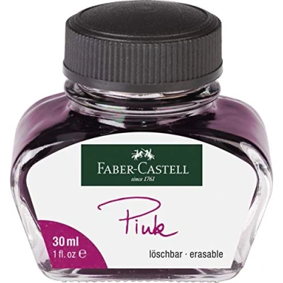 Immagine di FABER CASTELL Inchiostro rosso in boccetta di vetro (etichetta lingua italiana non garantita) Bicchiere da 30 ml. Tintenglas ml rosa.