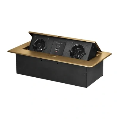 Immagine di Miratic Multipresa A Scomparsa senza Cavo Ciabatta Estraibile Presa da Incasso Retrattile Vari Colori 2x2 Poli + Terra (Schuko) 2x USB (tipo e C; 5V/3,6A) (oro)