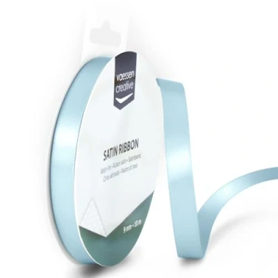 Immagine di Iris Ohyama Ribbon Lyon Wired Nastro di Raso, Blu (Pastello), 9 mm x 10 m