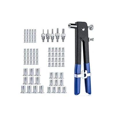 Immagine di Kit rivettatrice 86pz per rivetti inserti filettati filetti pinza M3 M4 M5 M6 M8