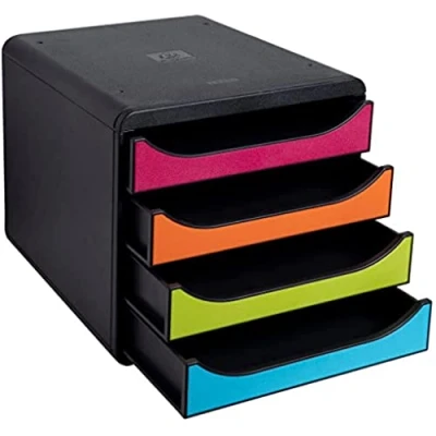 Immagine di Exacompta 310498D Cassettiera BIG BOX IDERAMA, 4 cassetti aperti per formato fino a 24x32cm, Dimensioni (LxAxP) 27.8x26.7x34.7cm