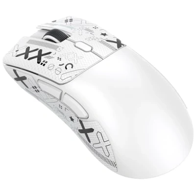 Immagine di ATTACK SHARK mouse R1 59g SUPERLIGHT con nastro adesivo, sensore da gioco PixArt PAW3311, wireless/cablato BT/2.4G, 6 DPI regolabili fino a 18000, batteria 65 ore (Bianco)