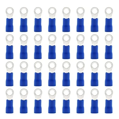 Immagine di Hocansen 100 Pezzi Terminale Connettori ad Anello M4 Ring Crimp Elettrici a Occhiello Crimpatrice Set per Fili (PR4/Blue)