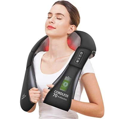 Immagine di Snailax Massaggiatore per Collo, Spalle e Schiena Ricaricabile Shiatsu Cervicale con Calore 4D Rotazione Cuscino Elettrico a Casa ed Ufficio